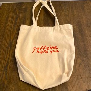 “Caffeine, I hate you” Canvas tote bag